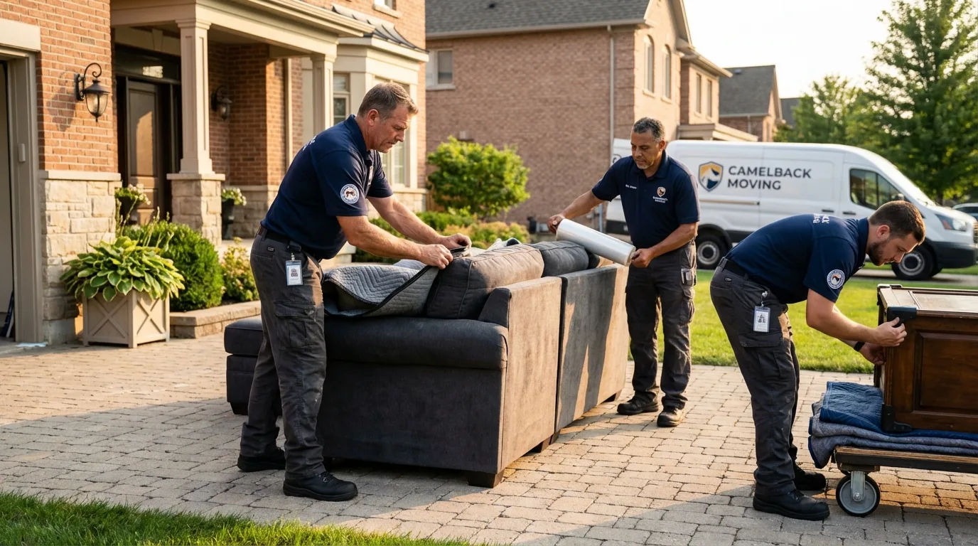 Large estate moving crew wrapping furniture in Calhoun City, MS