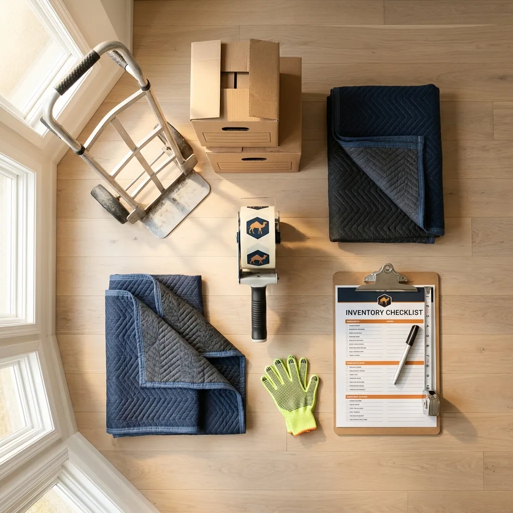Professional moving supplies and packing materials layout for Calhoun City residential relocations